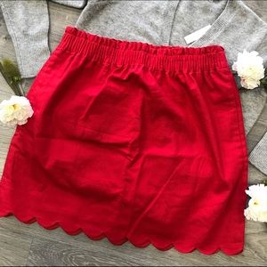 NEW J.Crew Scalloped Skirt Red